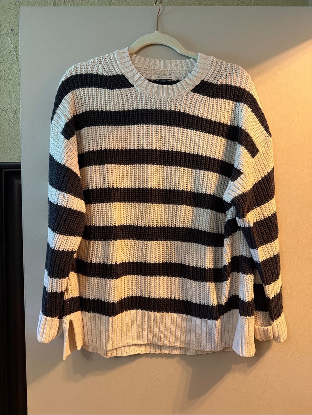 Striped Black and White Crewneck Sweater - women’s size s